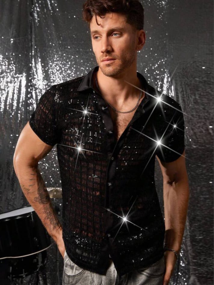 Uptown Funky Men's Turndown Collar Short Sleeve Contrast Color Shirts
